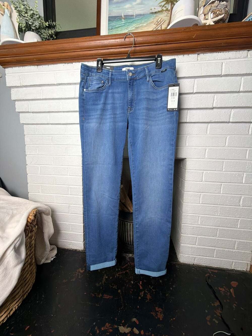Mavi Emma Slim Boyfriend Jeans Mid Supersoft Blue Size 33x34 New with Tags